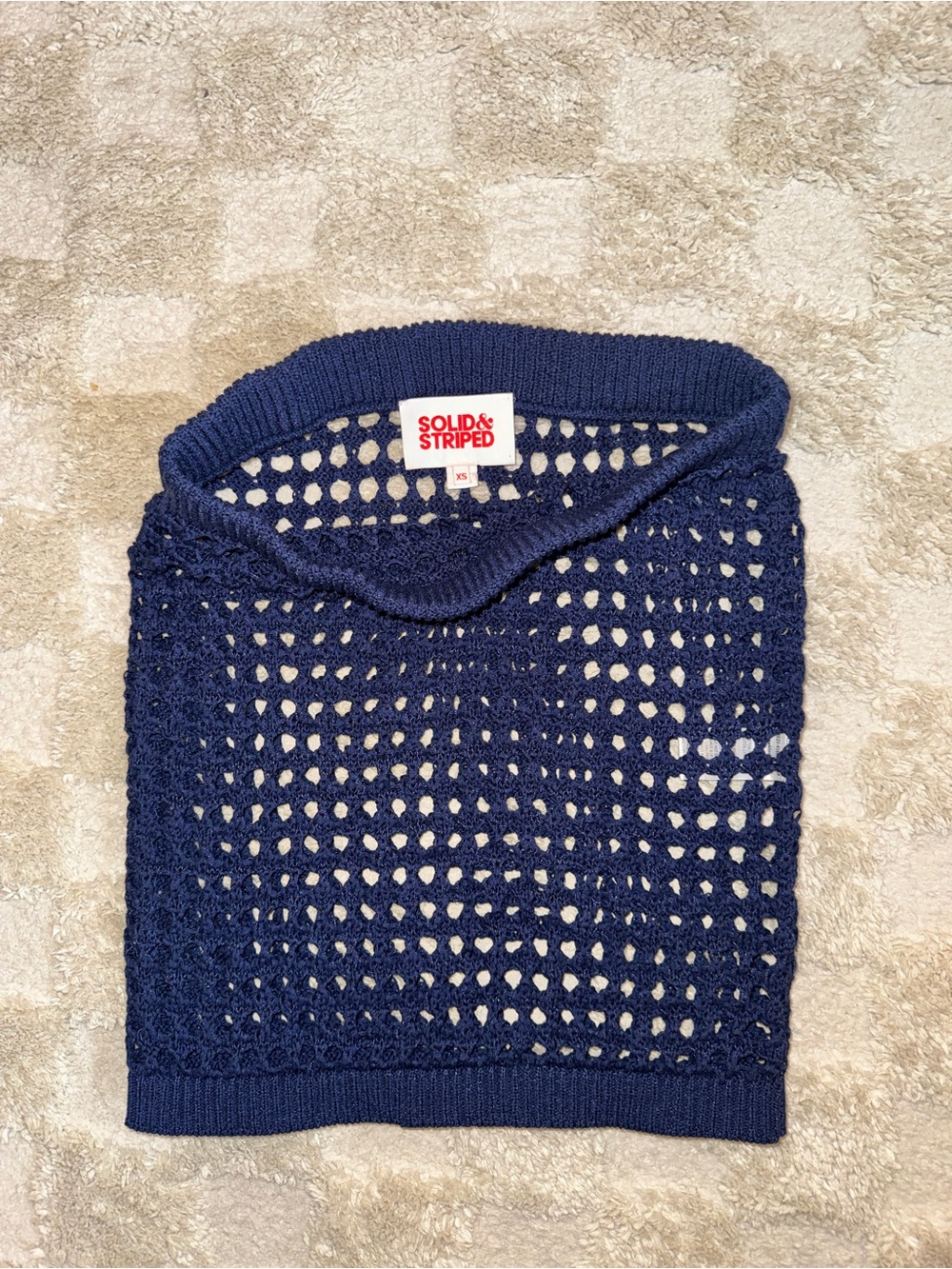 SOLID & STRIPED Ronnie Crochet Beach Cover-Up Skirt Navy  | Size: XS